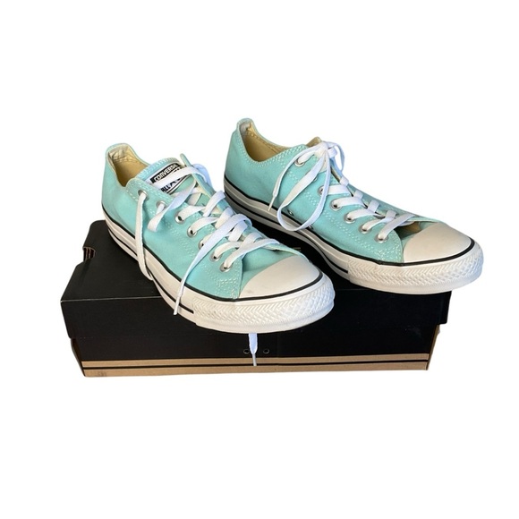 Converse Blue and White Canvas Sneakers with Rubber Toe Cap - Picture 1 of 8
